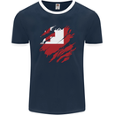 Torn Tongo Flag Tongan Day Football Mens Ringer T-Shirt FotL Navy Blue/White