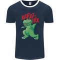 Karat-Rex Karate T-Rex Dinosaur Mens Ringer T-Shirt FotL Navy Blue/White