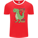 If You're Happy Funny Dinosaur T-Rex Mens Ringer T-Shirt FotL Red/White