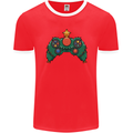 Christmas Tree Video Game Controller Joypad Xmas Mens Ringer T-Shirt FotL Red/White