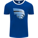 Curled Botswana Flag Batswana Day Football Mens Ringer T-Shirt FotL Royal Blue/White