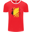 Torn Belgium Flag Belgian Day Football Mens Ringer T-Shirt FotL Red/White