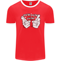 Pew Pew Pew Hands Funny Sci-Fi Lightsaber Mens Ringer T-Shirt FotL Red/White