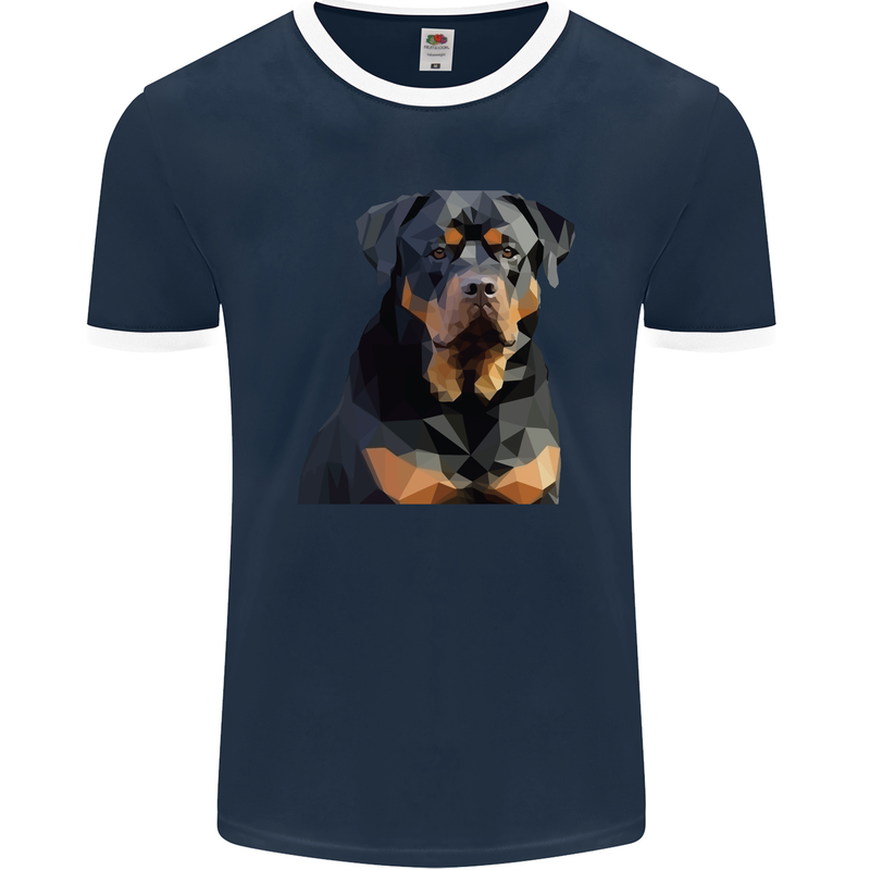 Polygon Rottweiler Dog Mens Ringer T-Shirt FotL Navy Blue/White