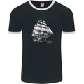 A Classic Sailing Ship Sailor Captain Navy Mens Ringer T-Shirt FotL Black/White