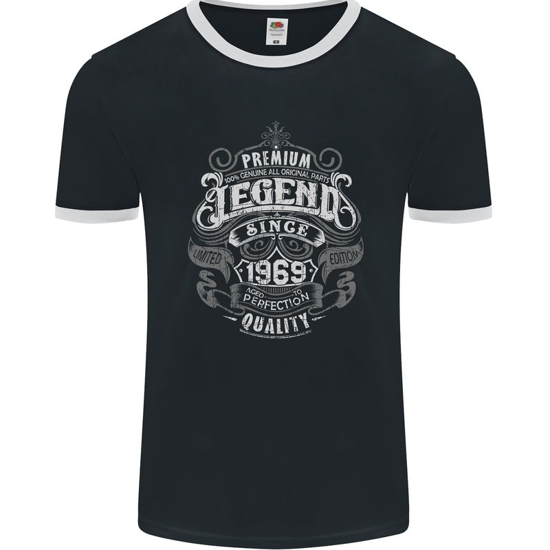 Premium Legend 54th Birthday 1969 Mens Ringer T-Shirt FotL Black/White