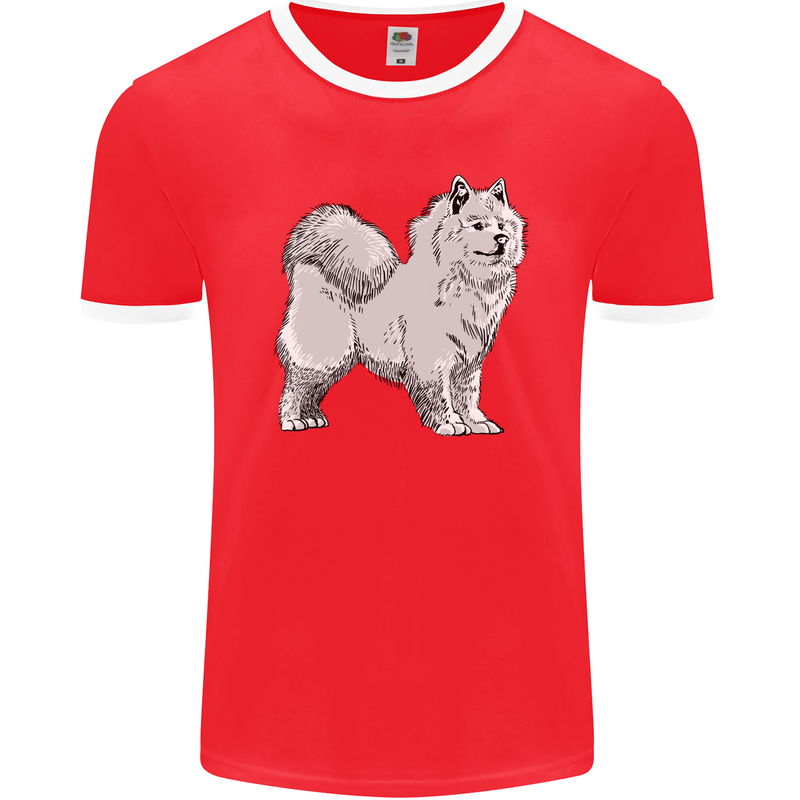 A Samoyed Dog Mens Ringer T-Shirt FotL Red/White