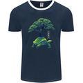 Abstract Tortoise Tree Mens Ringer T-Shirt FotL Navy Blue/White