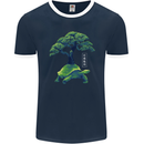 Abstract Tortoise Tree Mens Ringer T-Shirt FotL Navy Blue/White