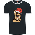 Christmas German Shepherd Dog Xmas Alsatian Mens Ringer T-Shirt FotL Black/White