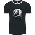 A Moonlit Raven Vikings Fantasy Mythology Crow Mens Ringer T-Shirt FotL Black/White