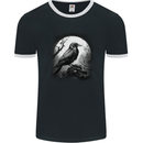A Moonlit Raven Vikings Fantasy Mythology Crow Mens Ringer T-Shirt FotL Black/White