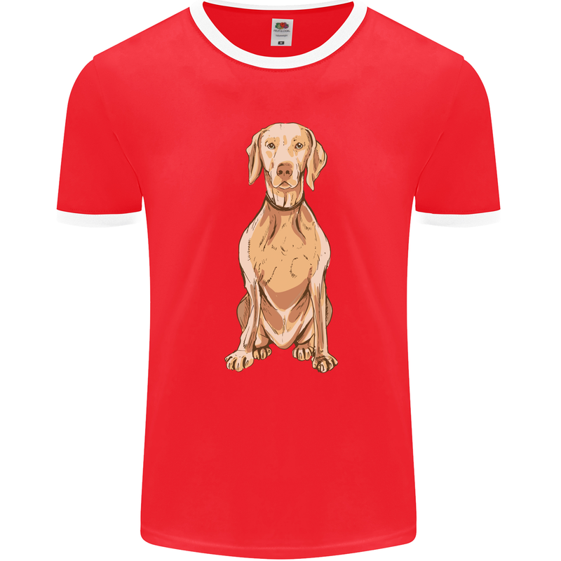 A Hungarian Vizsla Posing Dog Mens Ringer T-Shirt FotL Red/White