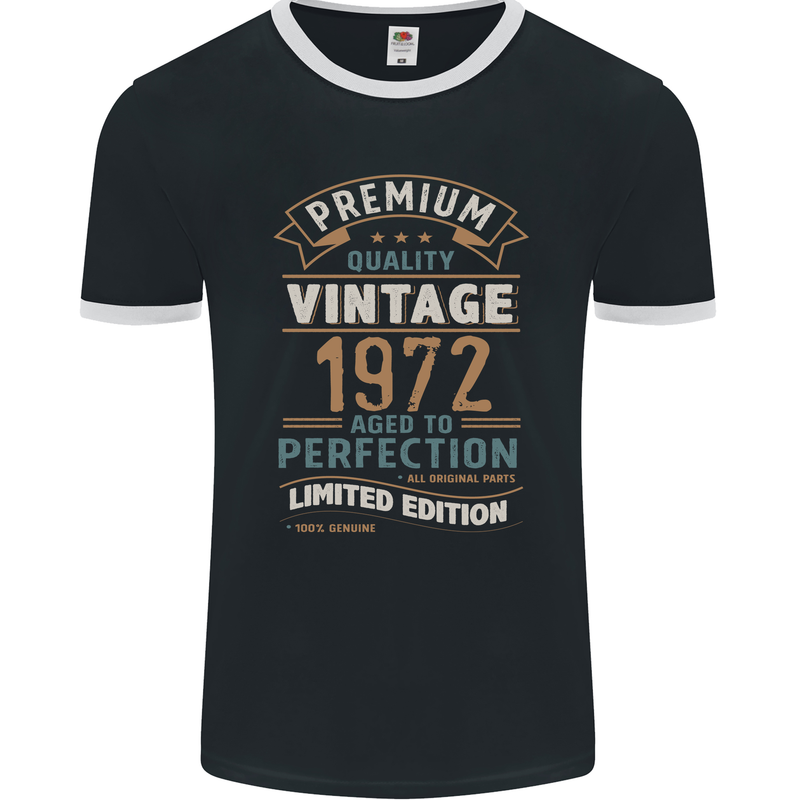 Premium Vintage 51st Birthday 1972 Mens Ringer T-Shirt FotL Black/White