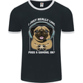 Love Pugs and Gaming Gamer Mens Ringer T-Shirt FotL Black/White