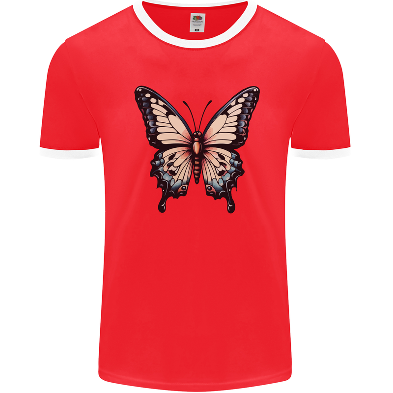 A Stunning Butterfly Mens Ringer T-Shirt FotL Red/White