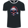 Britain Christmas Skull British UK Flag Union Jack Mens Ringer T-Shirt FotL Black/White