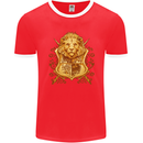 A Heraldic Lion Shield Coat of Arms Mens Ringer T-Shirt FotL Red/White