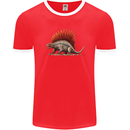 Dimetrodon Dinosaur Mens Ringer T-Shirt FotL Red/White