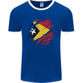 Torn East Timor Flag Day Football Mens Ringer T-Shirt FotL Royal Blue/White