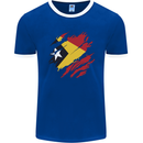 Torn East Timor Flag Day Football Mens Ringer T-Shirt FotL Royal Blue/White
