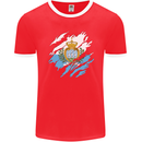 Torn San Marino Flag Sammarinese Day Football Mens Ringer T-Shirt FotL Red/White