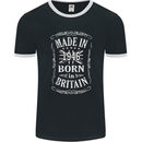 Born In Britain 77th Birthday Made 1946 Mens Ringer T-Shirt FotL Black/White