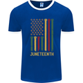 Juneteenth Black Lives Matter USA Flag Mens Ringer T-Shirt Royal Blue/White