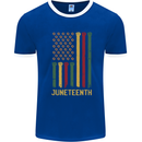 Juneteenth Black Lives Matter USA Flag Mens Ringer T-Shirt Royal Blue/White