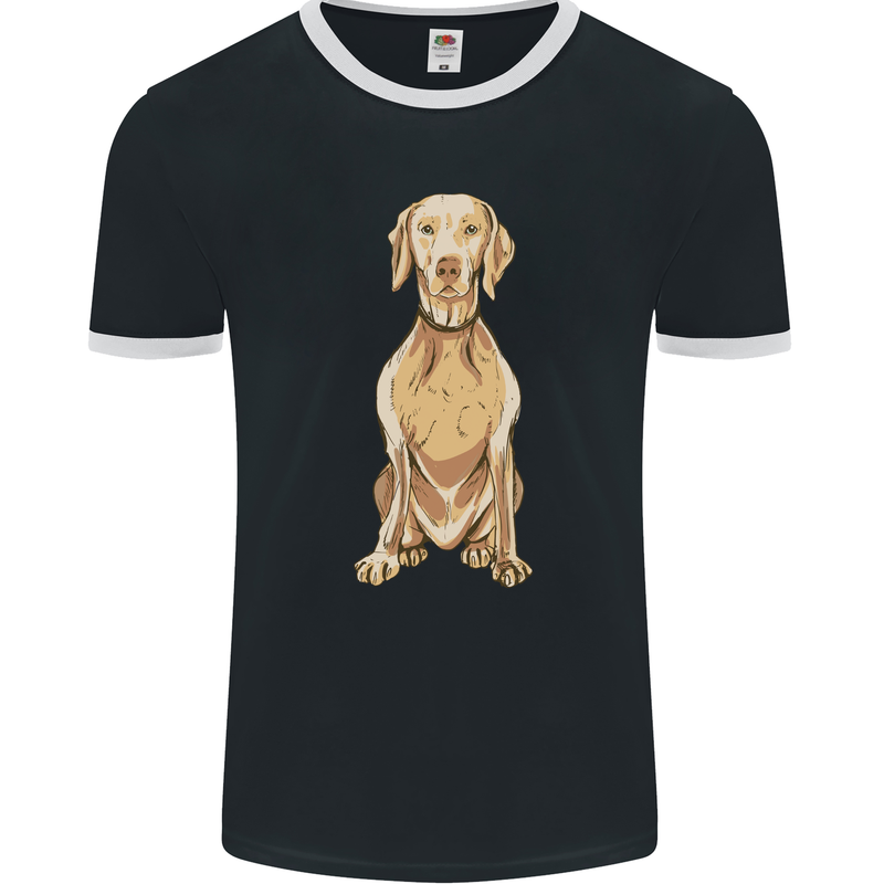 A Hungarian Vizsla Posing Dog Mens Ringer T-Shirt FotL Black/White