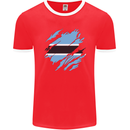 Torn Botswana Flag Batswana Day Football Mens Ringer T-Shirt FotL Red/White