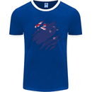 Torn New Zealand Flag Zealander Kiwi Day Mens Ringer T-Shirt FotL Royal Blue/White