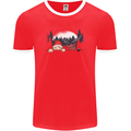 Santa & Rudolf Peeking Funny Christmas Xmas Mens Ringer T-Shirt FotL Red/White