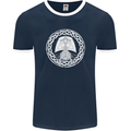 A Viking Ship Thor Odin Valhalla Mens Ringer T-Shirt FotL Navy Blue/White