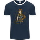 A Steampunk Woman With a Crossbow Mens Ringer T-Shirt FotL Navy Blue/White