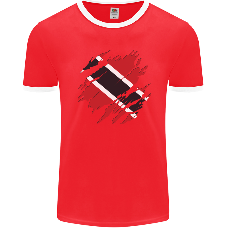Torn Trinidad and Tobago Day Football Mens Ringer T-Shirt FotL Red/White