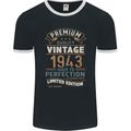 Premium Vintage 80th Birthday 1943 Mens Ringer T-Shirt FotL Black/White