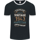 Premium Vintage 80th Birthday 1943 Mens Ringer T-Shirt FotL Black/White