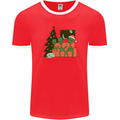 Alien Family Christmas Xmas Mens Ringer T-Shirt FotL Red/White