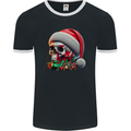 Wales Christmas Skull Xmas Welsh Flag Rugby Mens Ringer T-Shirt FotL Black/White