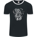 A Monochrome Rottweiler Dog Mens Ringer T-Shirt FotL Black/White