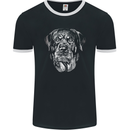 A Monochrome Rottweiler Dog Mens Ringer T-Shirt FotL Black/White