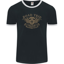 Road Trip Motorcycle Biker Motorbike Mens Ringer T-Shirt FotL Black/White