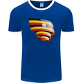 Curled Uganda Flag Ugandan Day Football Mens Ringer T-Shirt FotL Royal Blue/White