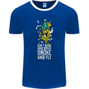 Funny Weed Cannabis Smoke and Fly Mens Ringer T-Shirt FotL Royal Blue/White