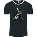Rock n Roll Skeleton Skull Guitar Player Music Mens Ringer T-Shirt FotL Black/White