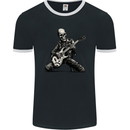 Rock n Roll Skeleton Skull Guitar Player Music Mens Ringer T-Shirt FotL Black/White