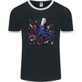 Octo Chef Funny Octopus Cook Cooking Mens Ringer T-Shirt FotL Black/White