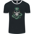 Snake Skull St Patricks Day Mens Ringer T-Shirt FotL Black/White