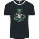 Snake Skull St Patricks Day Mens Ringer T-Shirt FotL Black/White